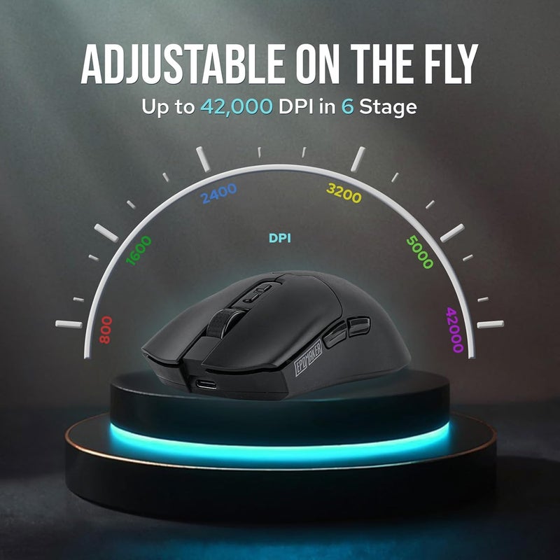 EPOMAKER Click Gaming Mouse Wireless 2.4Ghz/BT/Type-C, 800 to 42,000 DPI Adjustable, 8K Polling Rate, 500mAh, Lightweight Optical Mouse, for PC/Mac/Linux (Black) - Image 2